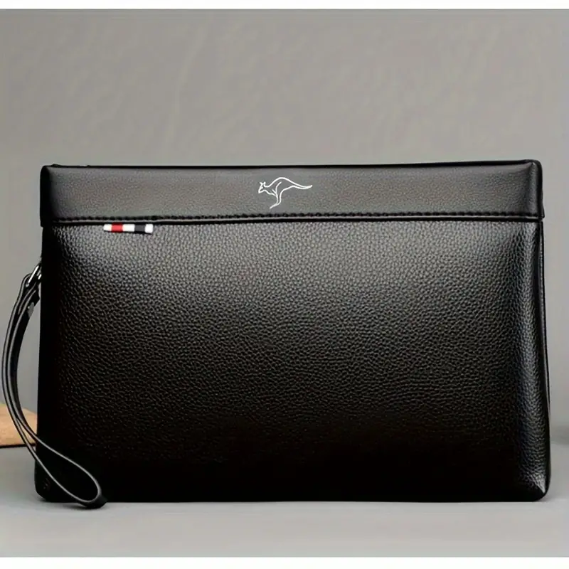 Men's Envelope Bag, Classic Square Business Handbag For Daily Commute, Casual Wrist Bag